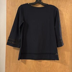 Karen Scott Black Boxy 3/4 Sleeve Sweatshirt